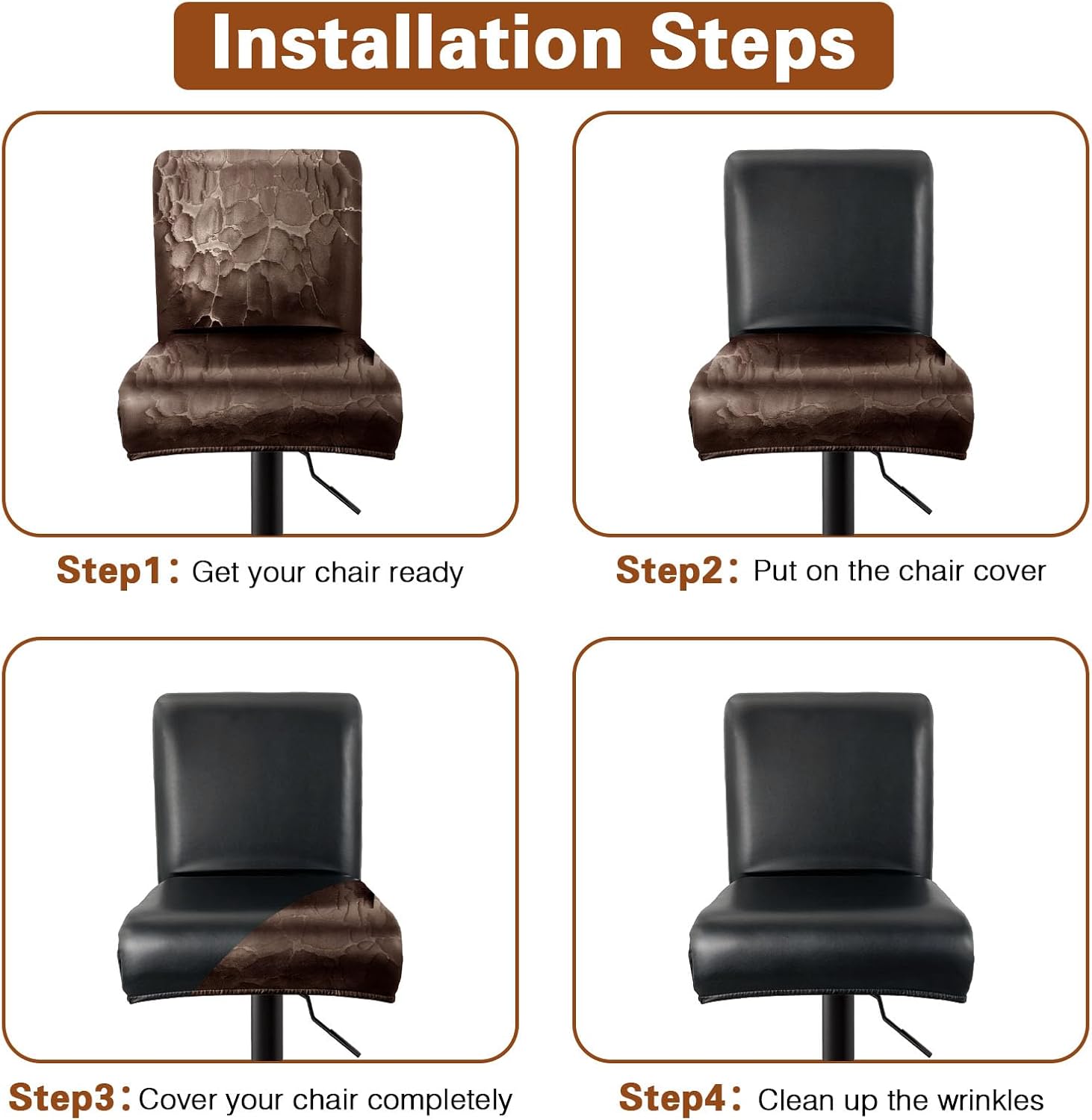 Thumbnail 6 de WUSOUPU WS Barstool Chair Covers, 6-Pack Washable Waterproof Covers with Backs
