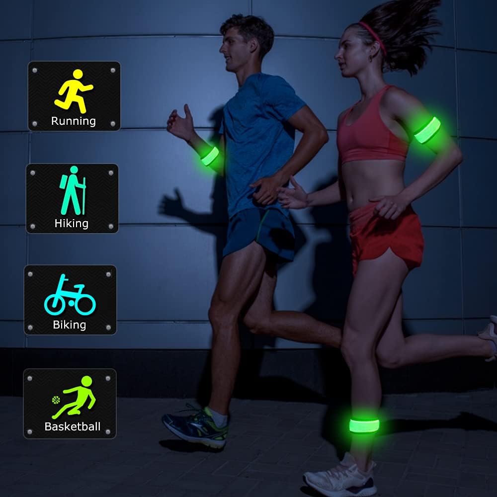 Detalle de esonstyle Pack of 6 LED Light Up Band Slap Bracelets (Night Safety) for Cycling, Walking & Running