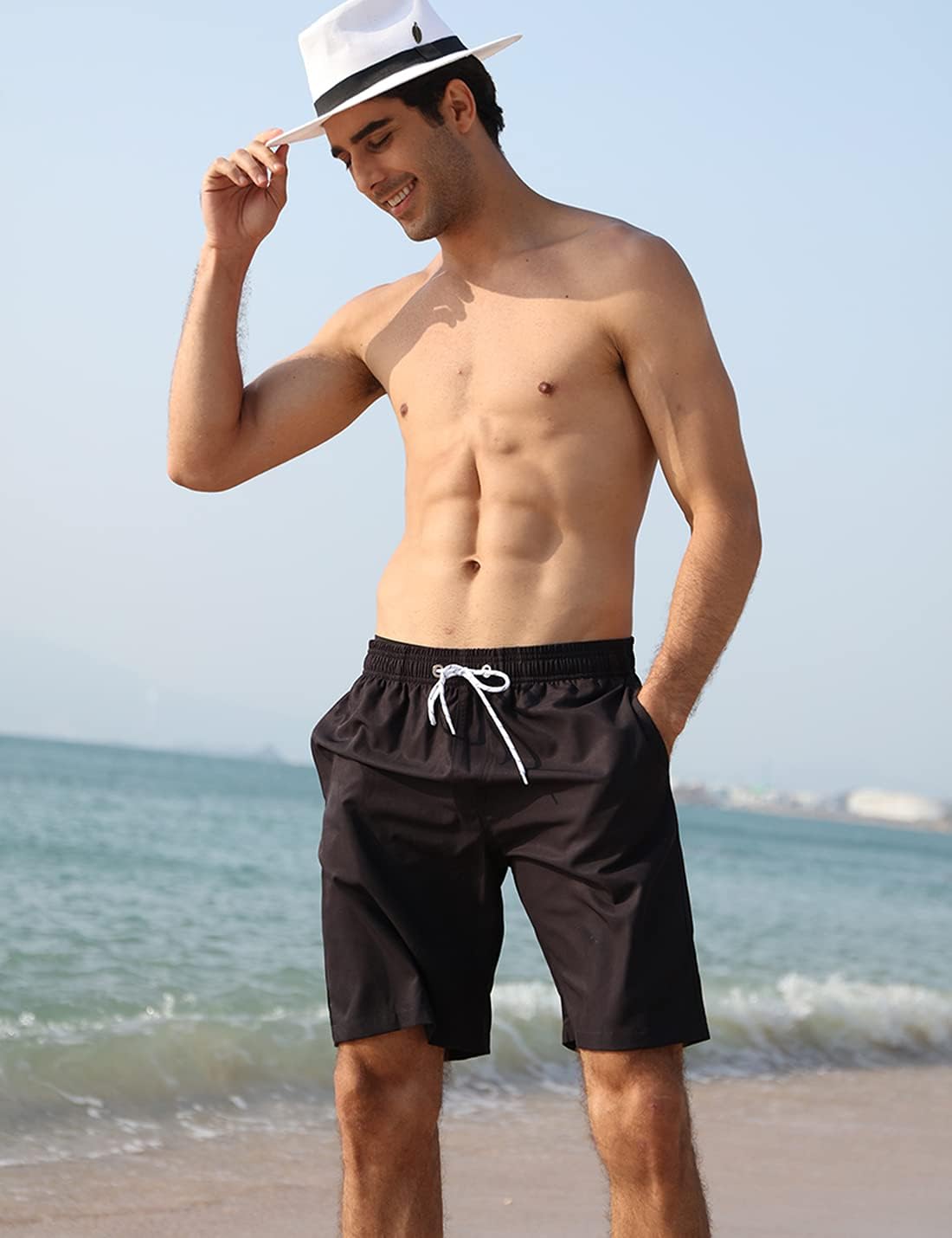 Detalle de iCKER Herren Shorts Badehose – Schnelltrocknend, 3D-Druck Strand-Board Shorts