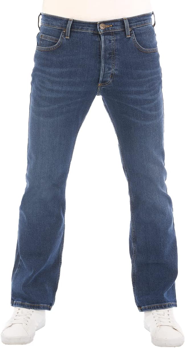 Detalle de Lee Jeans Denver Bootcut Herren Stretch Jeans — Blau, Größe 30–40