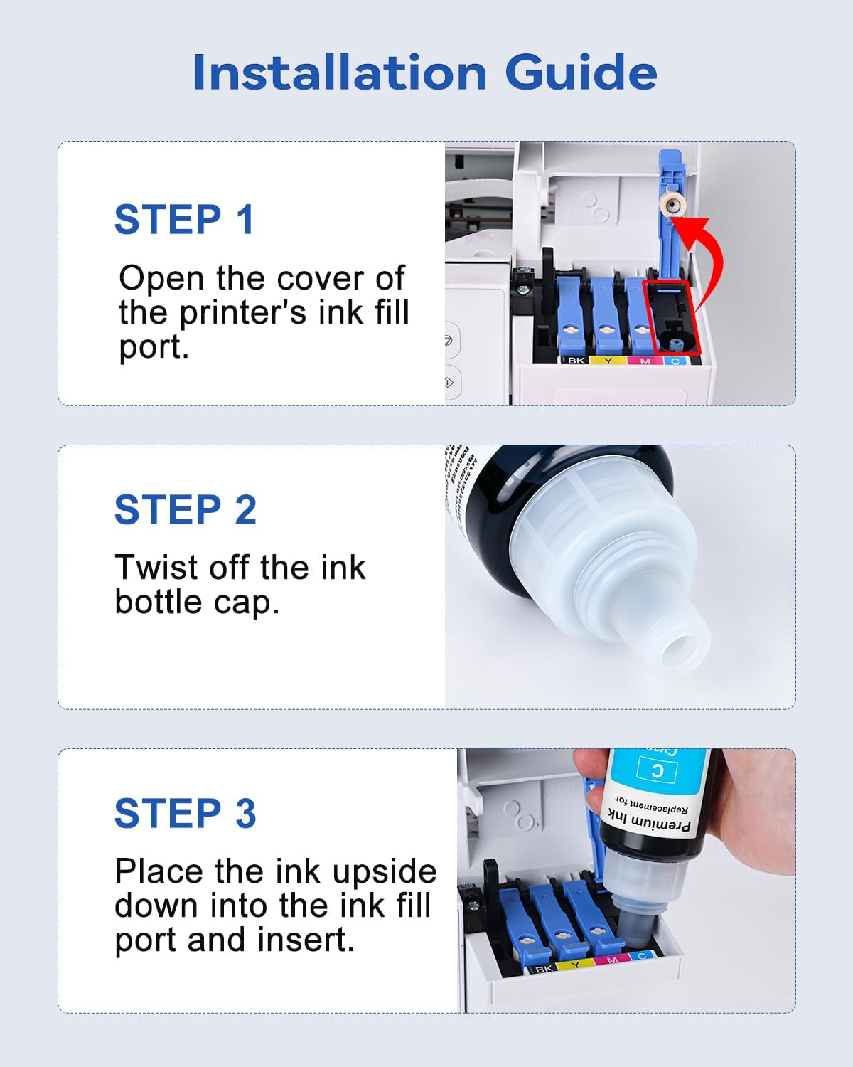 Thumbnail 6 de EaseFusion 522-Compatible Ink Refill Bottles, 5-Pack, 550 ml Total