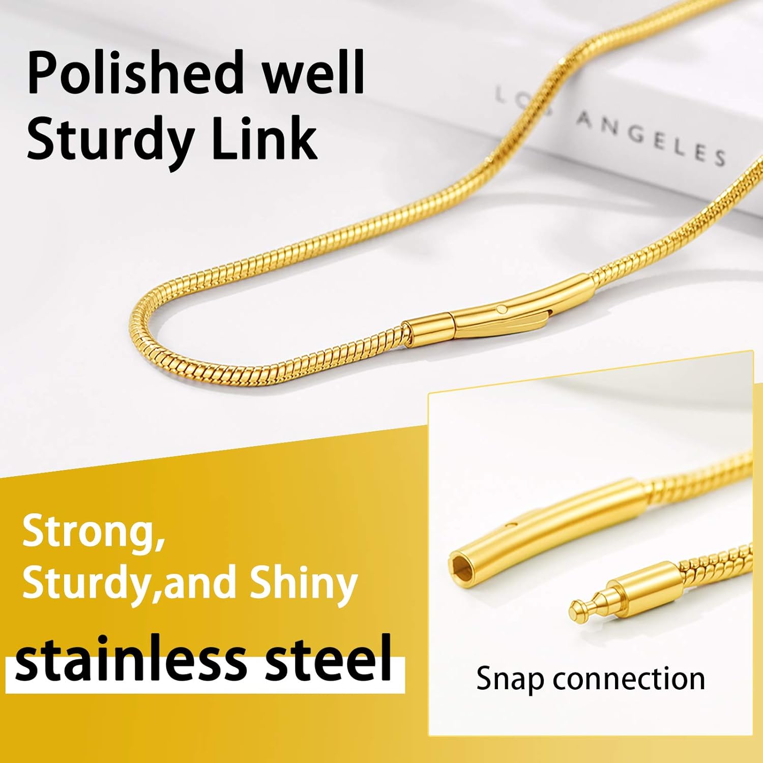 Thumbnail 2 de PROSTEEL Collier chaîne serpent en acier inoxydable 2 mm pour pendentif