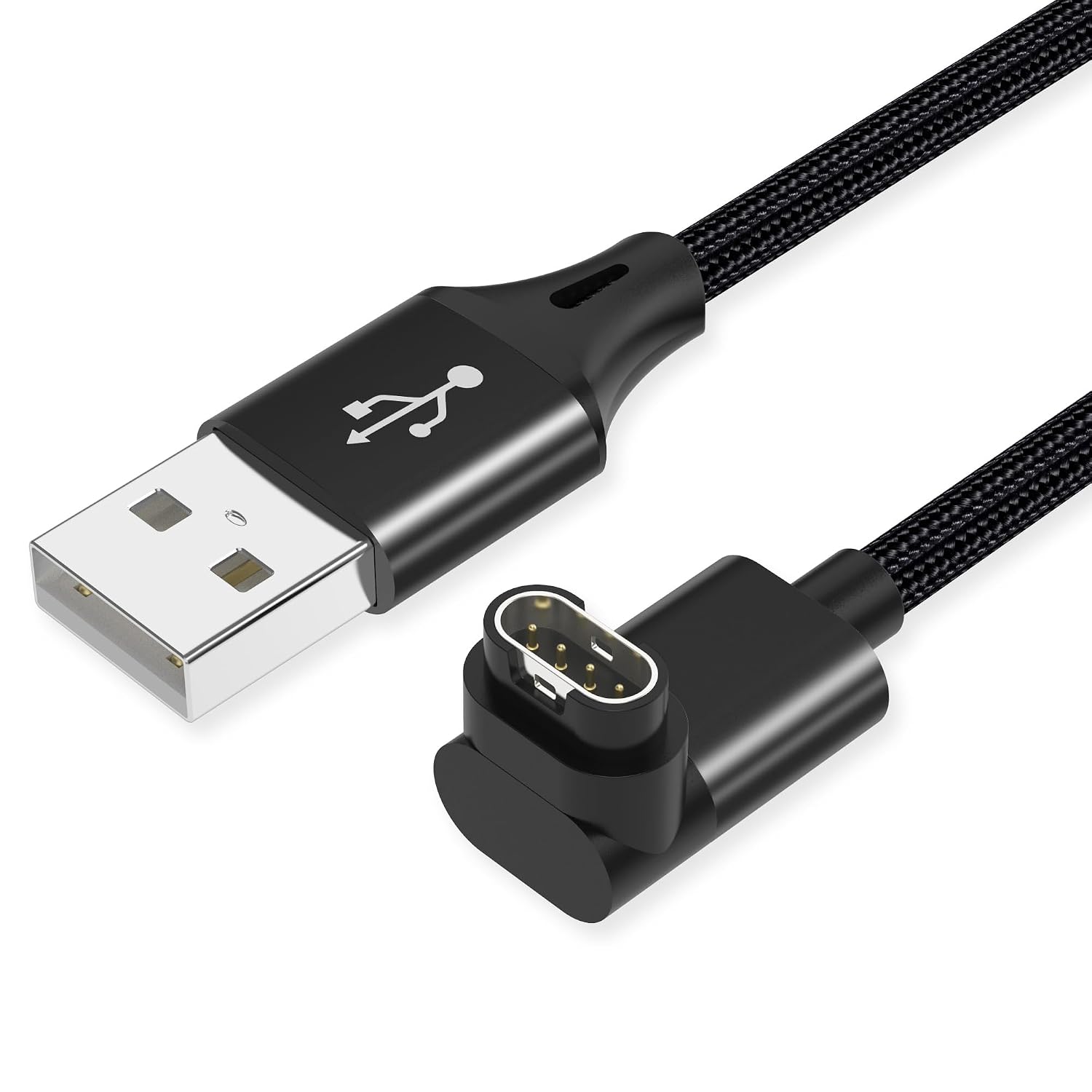 Detalle de AGVEE BGW-BK11 Garmin Watch Charger Cable, 2-Pack, L-Shaped, 3.3 ft