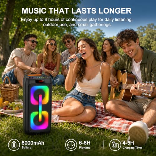 Detalle 2 de Gesnada K68: Máquina de Karaoke con 2 micrófonos inalámbricos y Altavoz Bluetooth