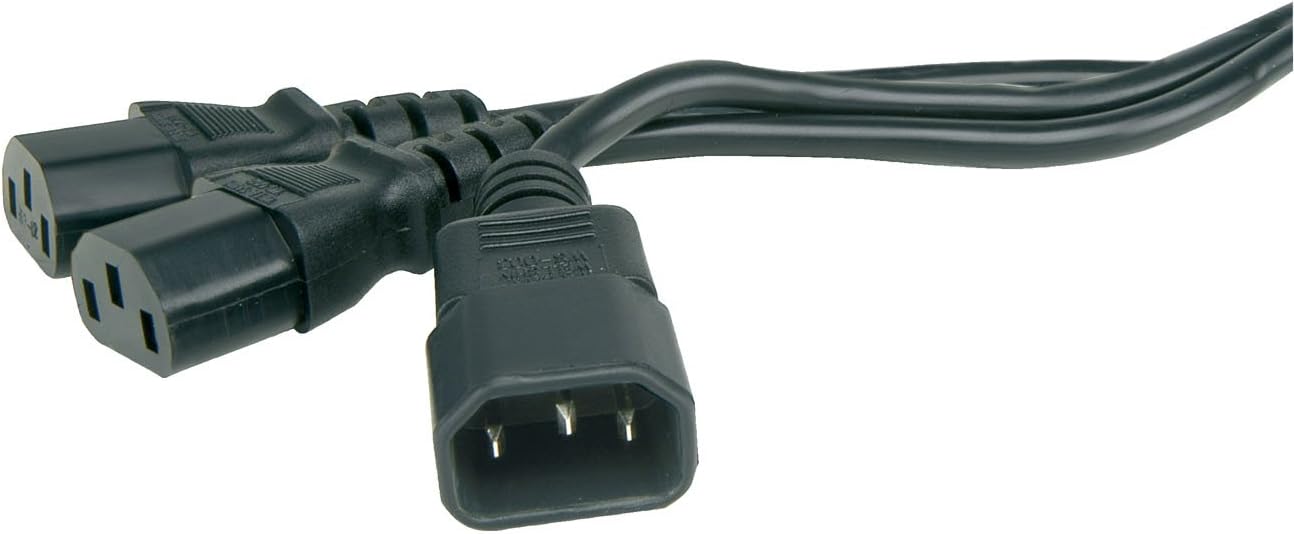 Detalle 2 de kenable IEC Mains Splitter Cable C14 Plug to 2 x C13 Socket Y Lead 1m (50cm + 50cm) – Black