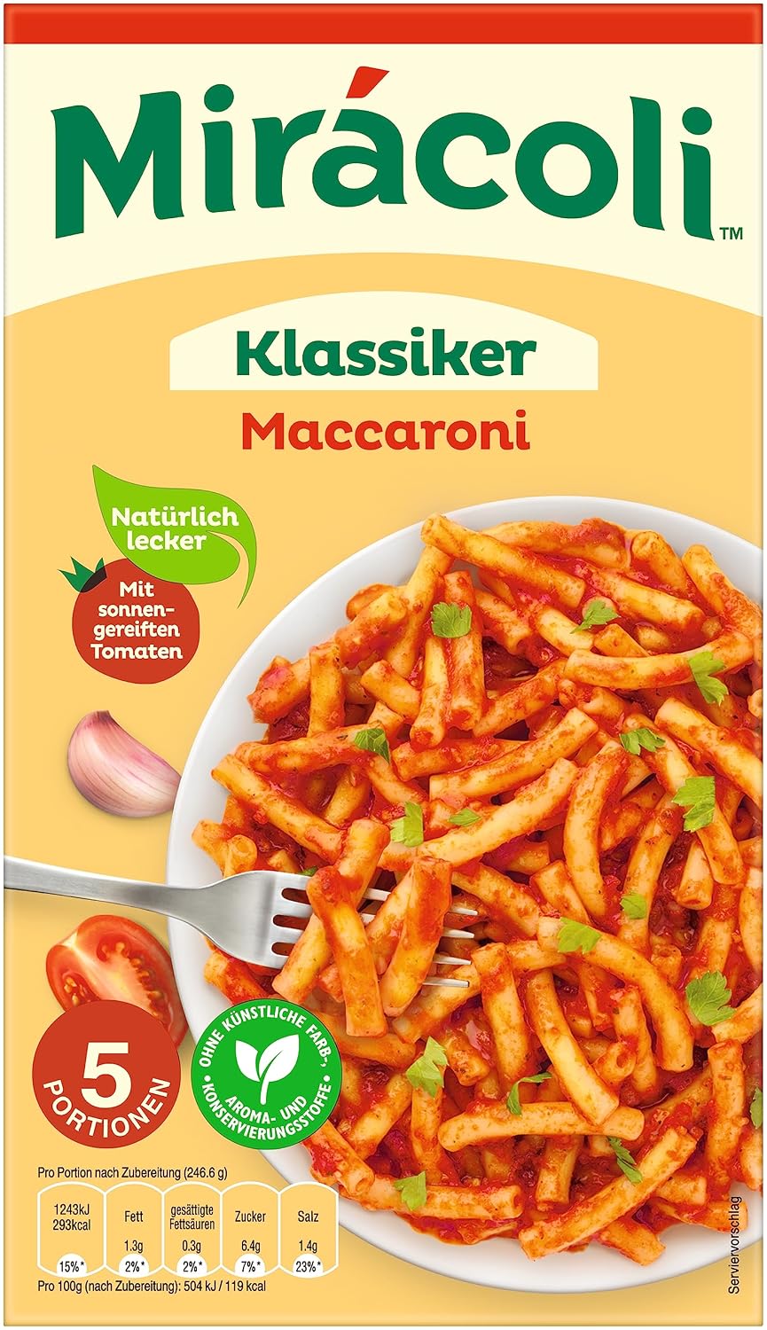 Detalle de MIRACOLI™ 5 Portionen Maccaroni Klassiker – schnelle Maccaroni nach italienischer Art, ohne künstliche Zusätze