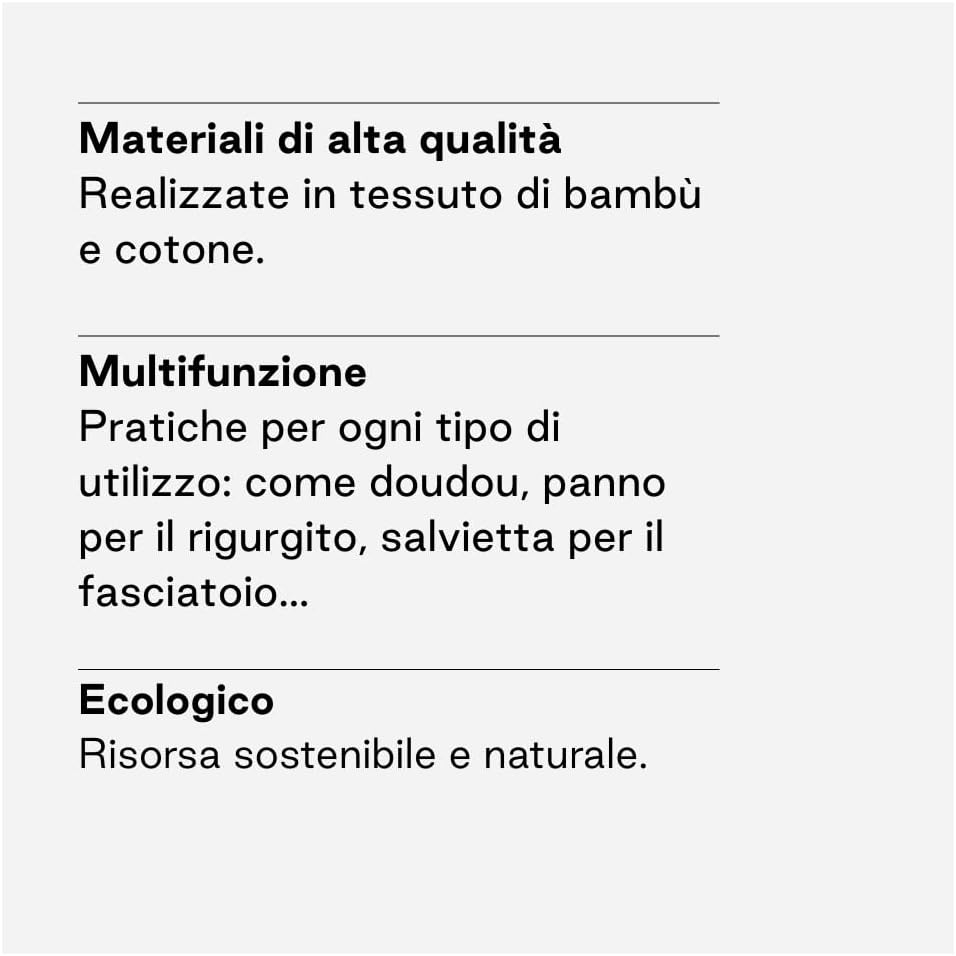 Detalle de Jané Set 3 Mussole Neonati 80x80 cm in Cotone e Bambù Naturale
