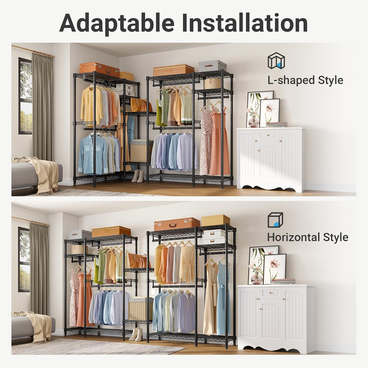 Detalle de VIPEK V2S Garment Rack with 4 Adjustable Shelves and 3 Hanging Rods