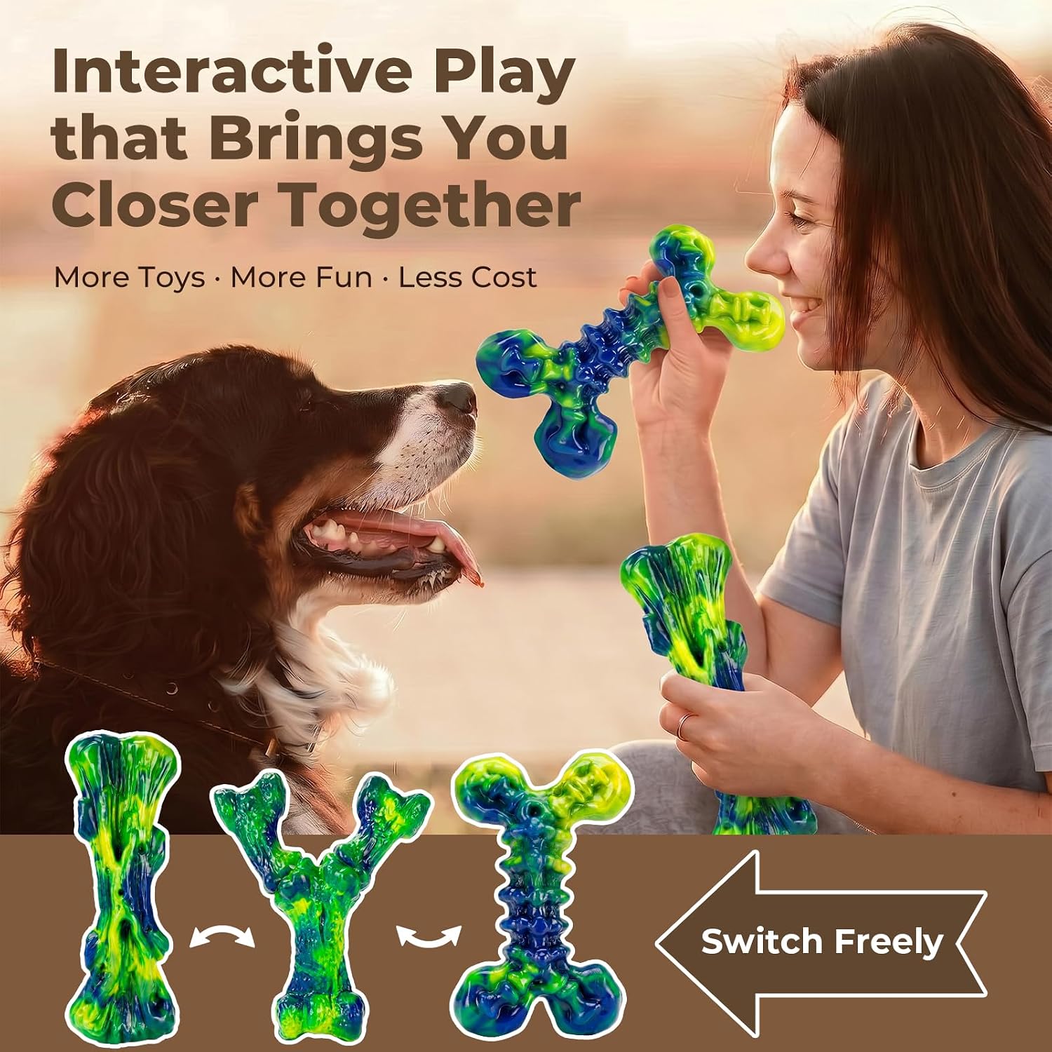 Detalle 2 de ChienBox 3-Pack Nylon Dog Chew Toys for Aggressive Chewers – Bacon Flavour, XL