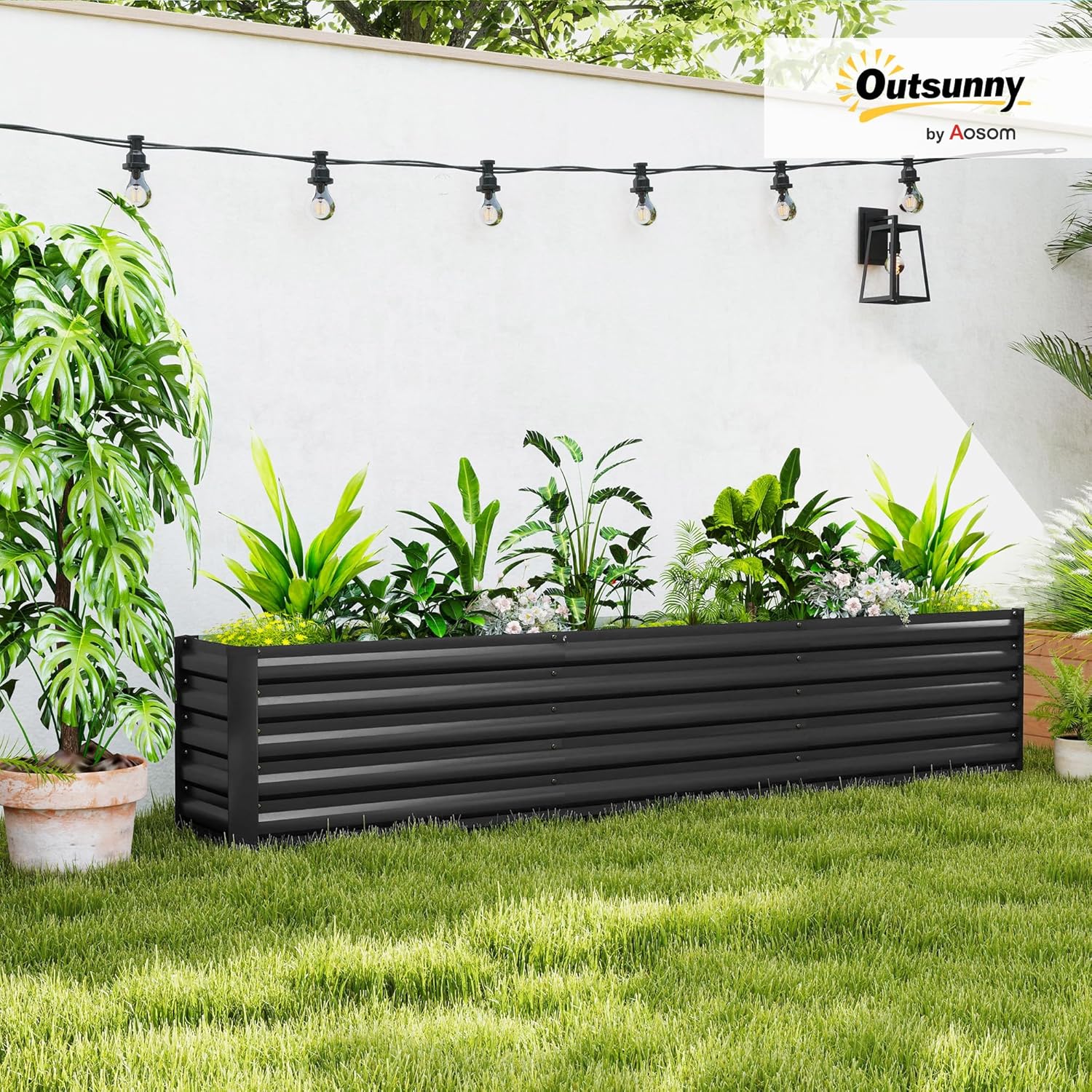 Thumbnail 1 de Outsunny Carré Potager surélevé en acier galvanisé 240 x 40 x 45 cm — fond ouvert, stabilité renforcée