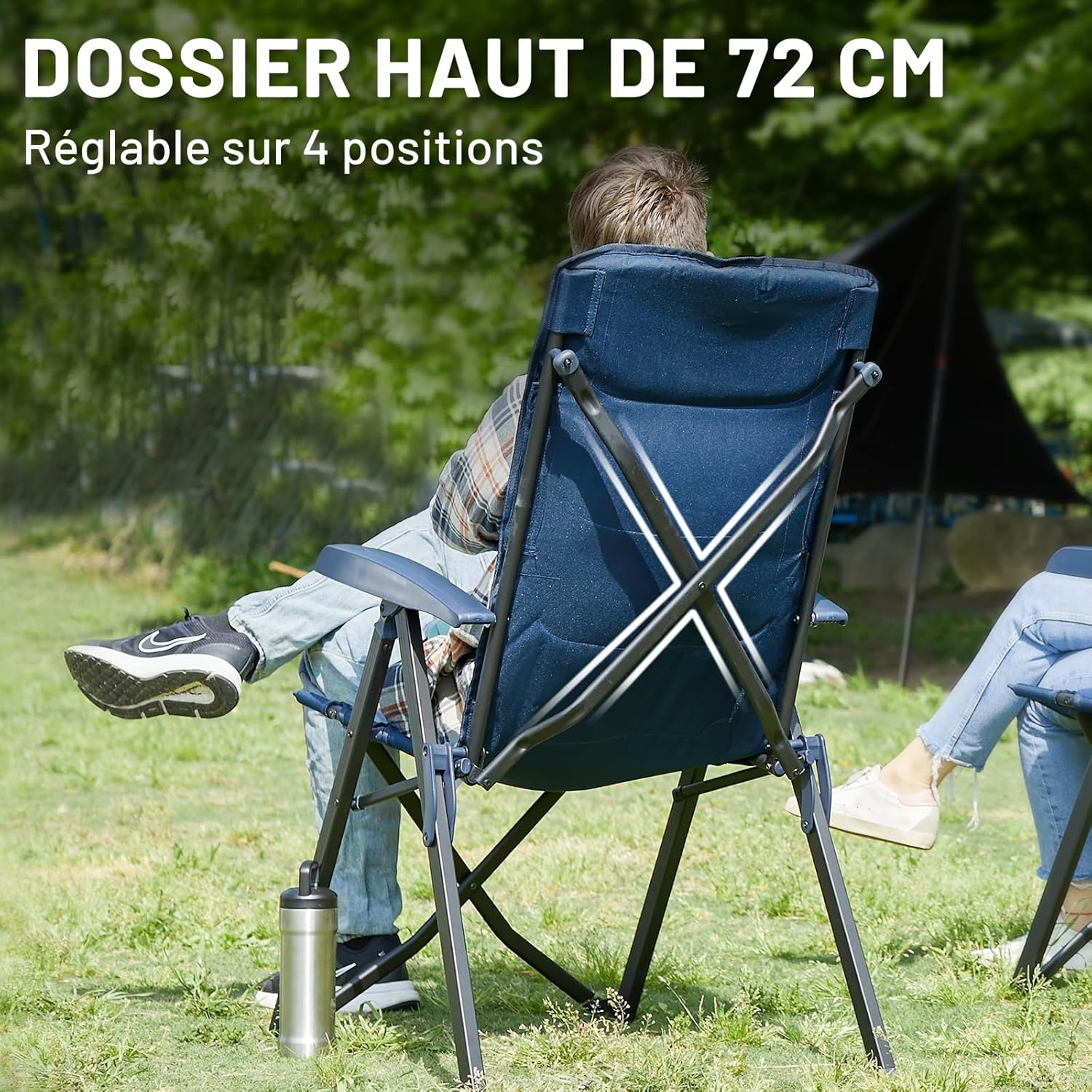 Thumbnail 3 de TIMBER RIDGE Chaise pliante camping portable 150 kg, dossier haut 4 positions