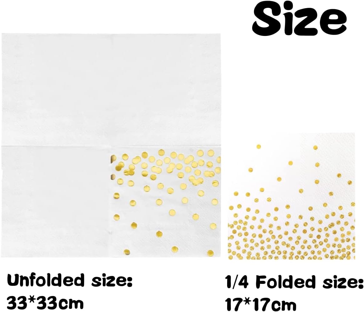 Thumbnail 2 de CEILIWEN White and Gold Napkins 100 Pack