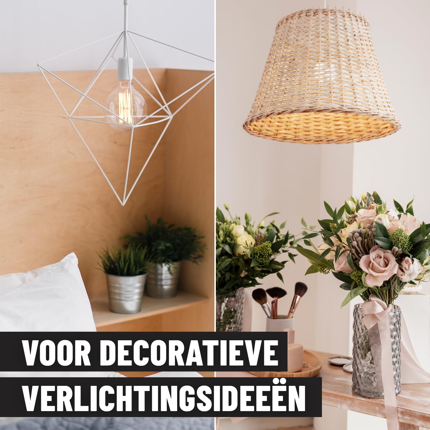 Detalle de greate 505002-2 E27-lampfitting met stekker en schakelaar, set van 2 met witte kabel van 5 m