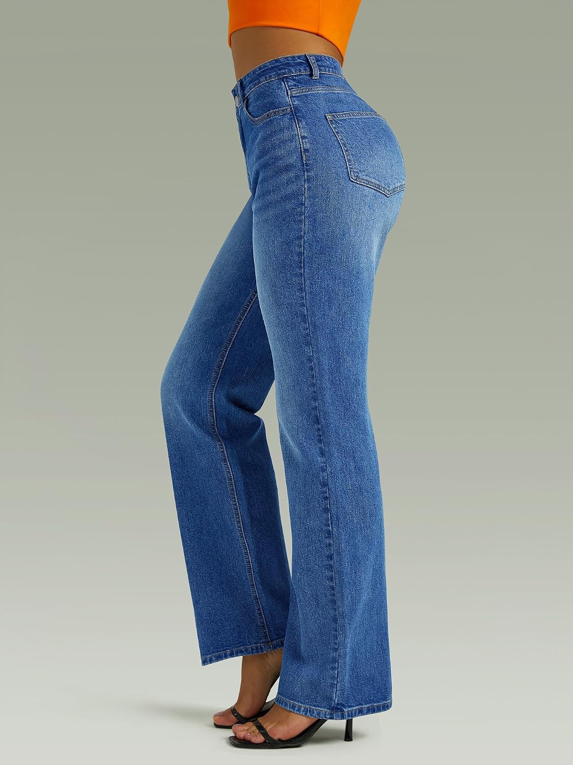 Detalle de FUNUCA Women's Boyfriend Jeans, High-Rise Wide Leg in Stretch Denim
