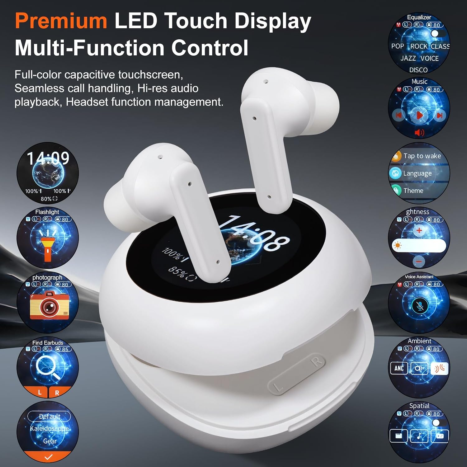 Detalle 2 de Canareen Wireless Earbuds ANC with Bluetooth 5.4