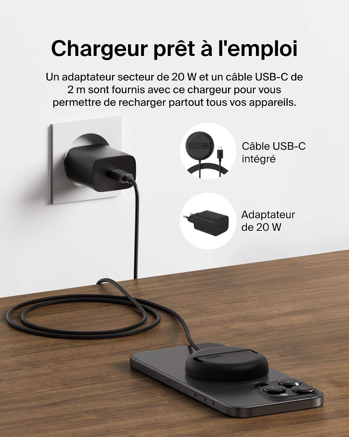 Thumbnail 3 de Belkin Station de Charge sans Fil 15W Qi2 MagSafe