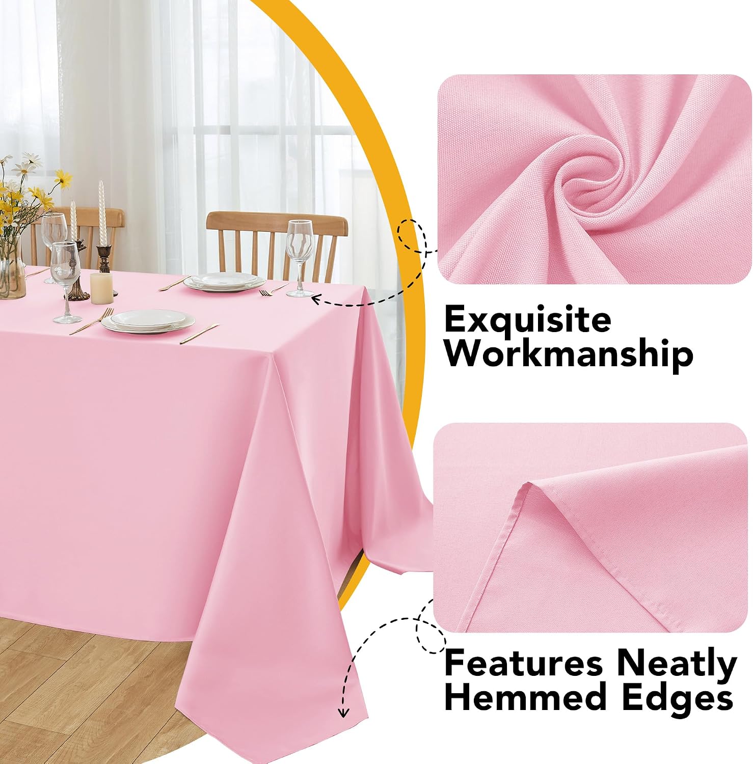 Thumbnail 2 de DailySet 10-Pack Pink Tablecloths for Rectangle Tables (60 x 102 Inches) – Stain-Resistant, Machine-Washable for 4–6 ft Tables