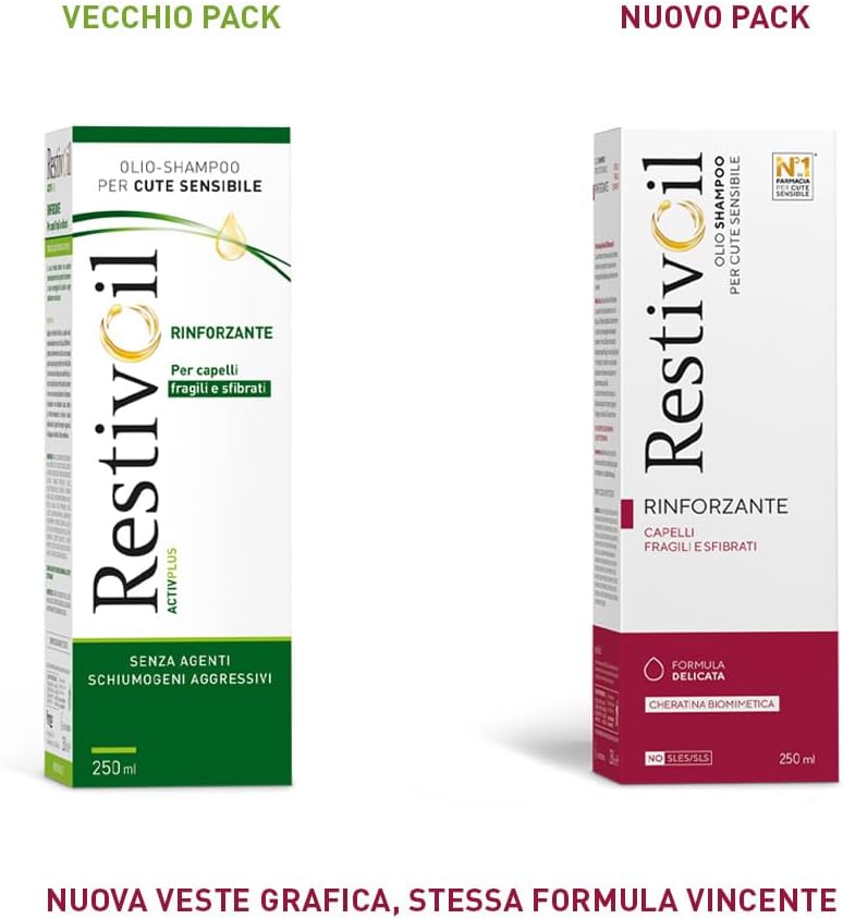 Detalle 2 de RestivOil Activplus Olio Shampoo Rinforzante per Capelli Fragili e Sfibrati, Senza Schiuma, 250 ml