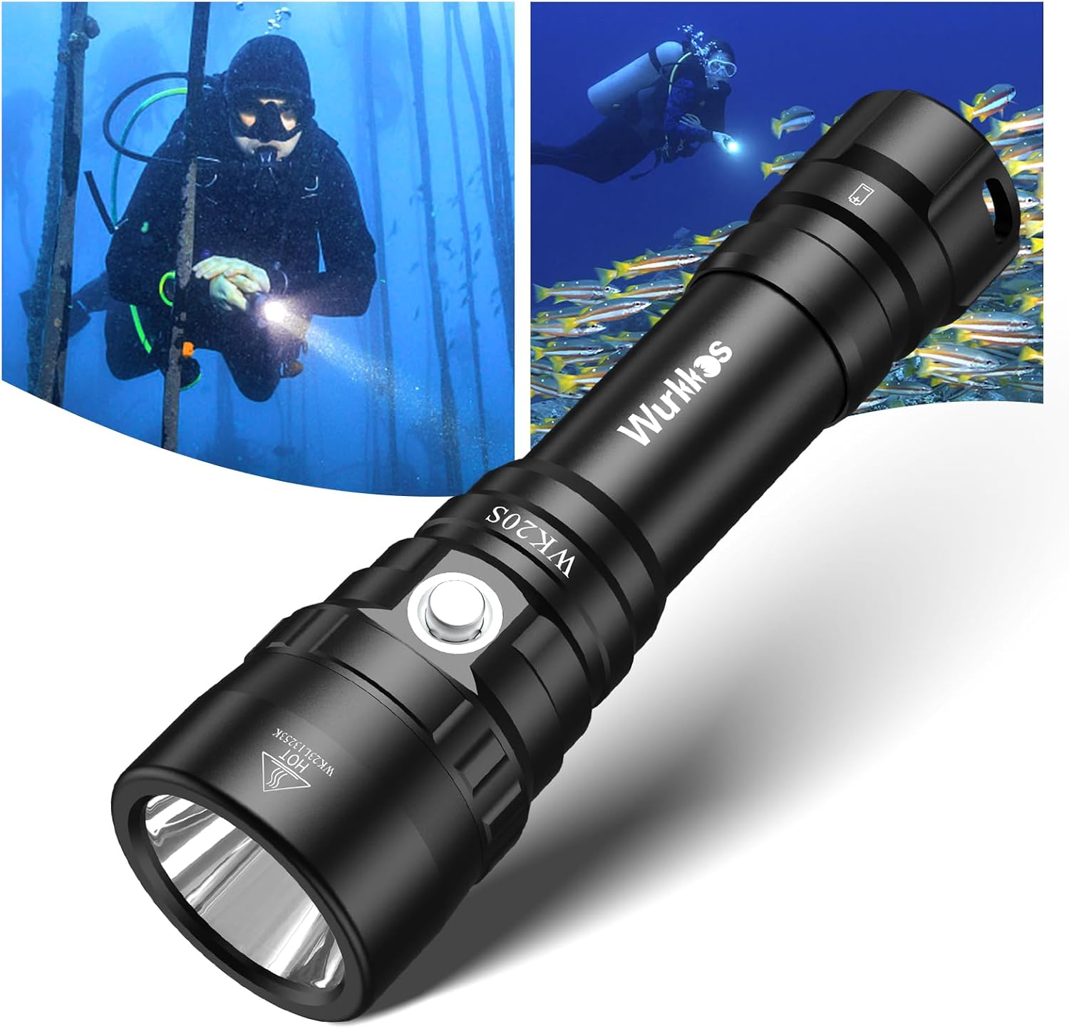 Detalle de Wurkkos GO-20 duiklamp met SST40-led en IPX8 tot 150 m