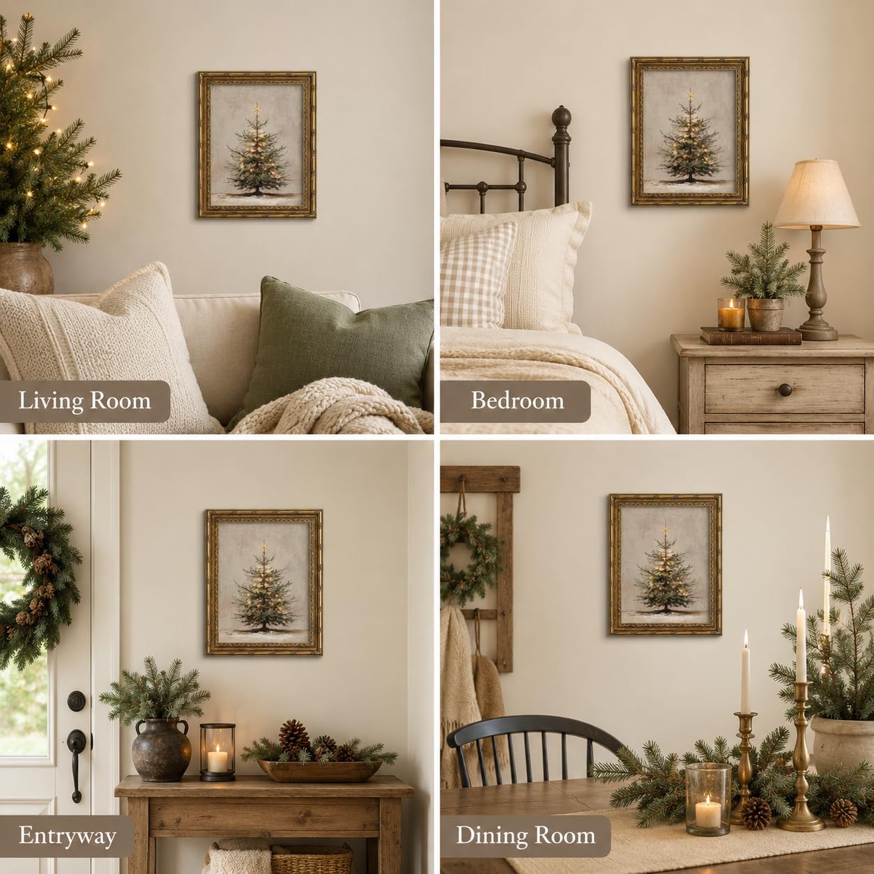 Thumbnail 2 de Gold Framed Christmas Tree Wall Art, 12x16 inch
