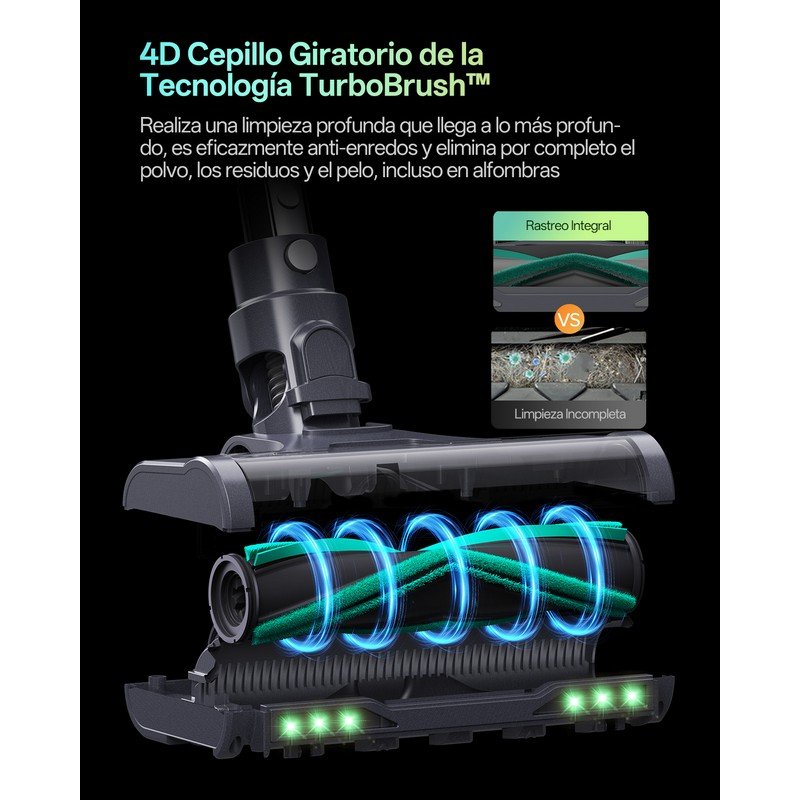 Detalle de Aspiradora sin Cable Vactidy V15MAX 76KPa | 60 min autonomía, 1,5 L y función fregado