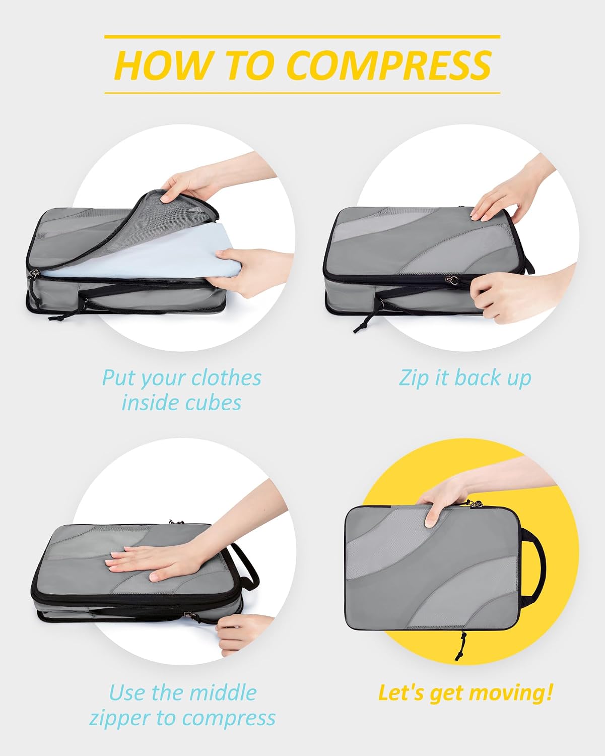 Thumbnail 3 de BAGSMART Compression Packing Cubes 6 pack