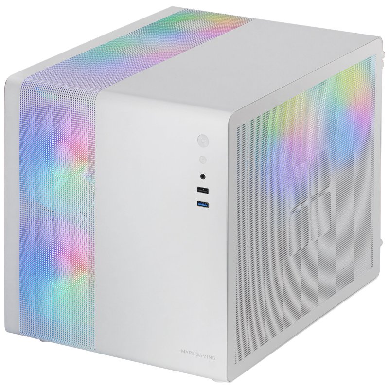 Detalle de Mars Gaming MC-400 FRGB MicroATX: caja compacta con cristal templado blanca