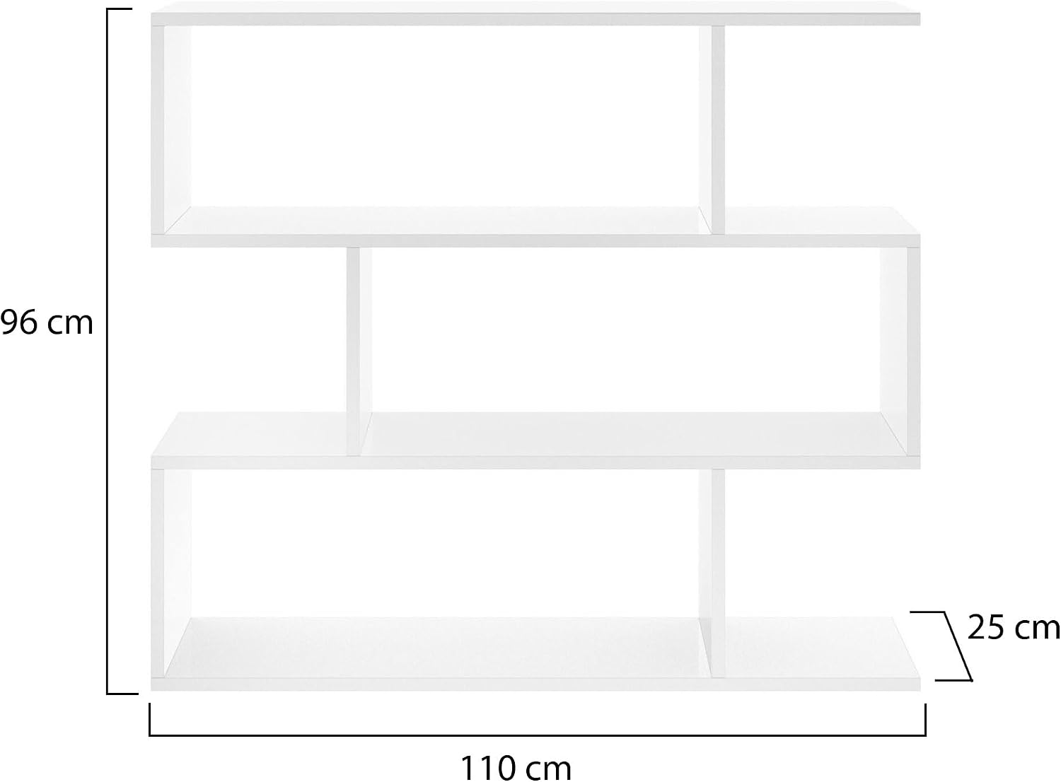 Detalle de Dmora Misone Libreria Scaffale da Ufficio Multiuso a 3 Ripiani, 110×25×96 cm, Bianco