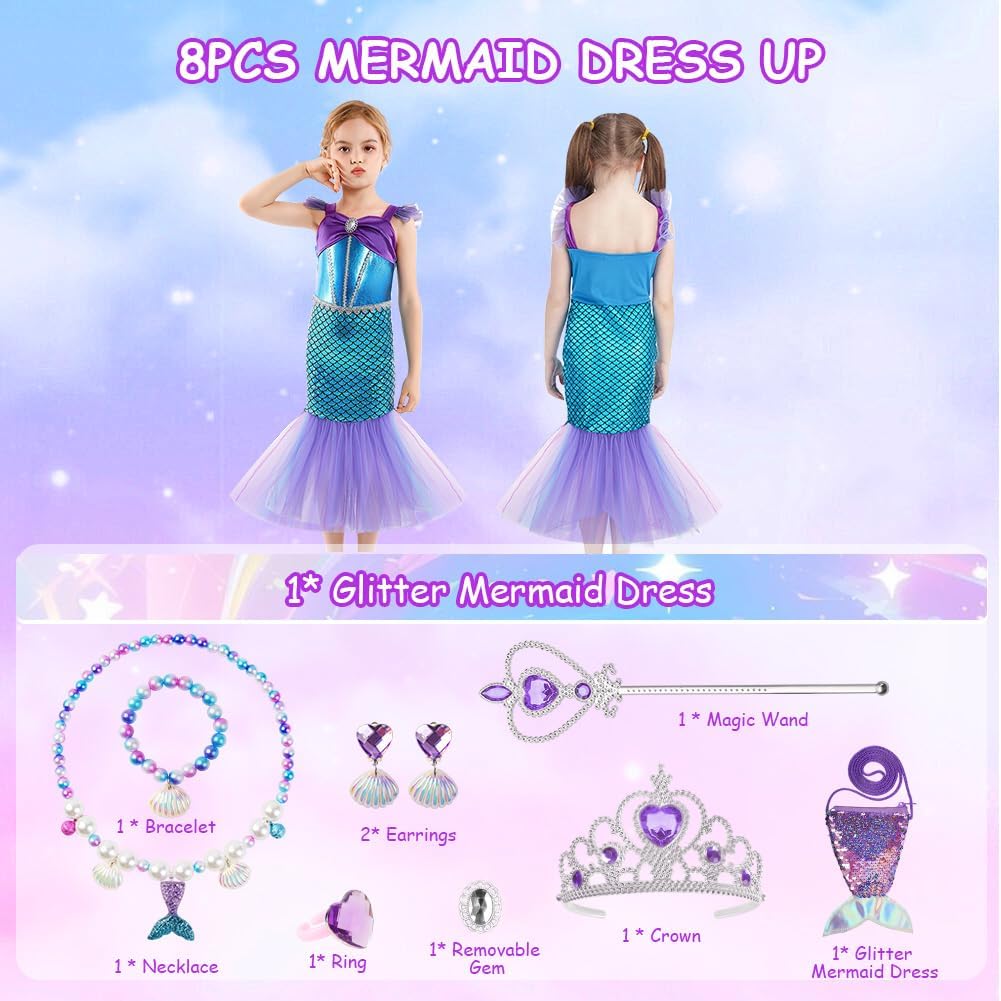 Thumbnail 3 de AYBUY Vestito da Sirenetta per Bambina, costume con corona e scettro