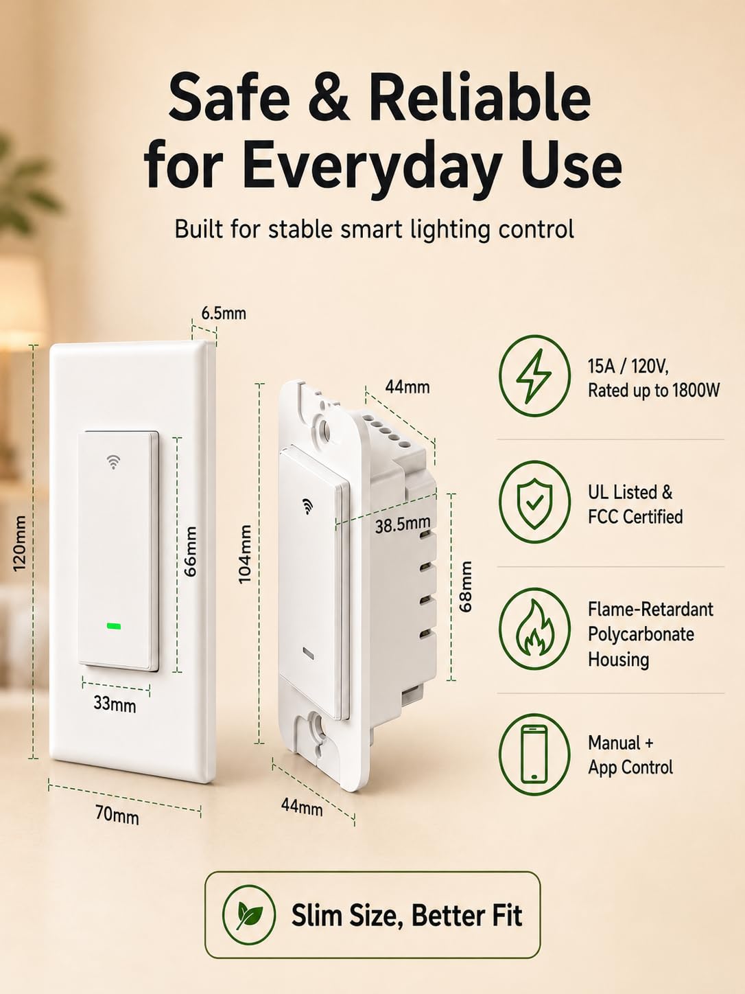 Thumbnail 6 de GHome Smart SW5 Smart Light Switches, 4-Pack, Wi-Fi, Alexa and Google Control