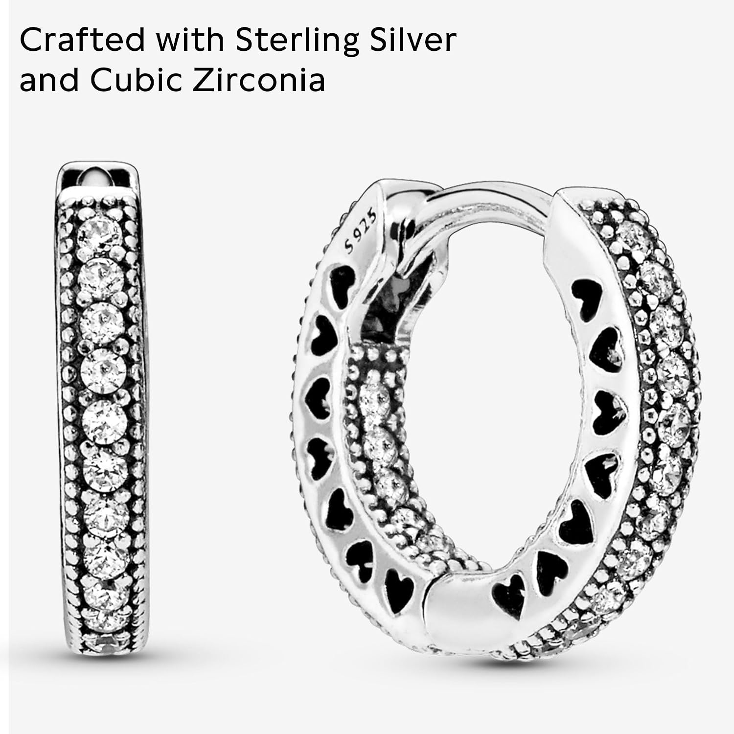 Detalle 2 de PANDORA Creolen Unendliche Herzen Kreolen – Silber mit Zirkonia, Modell 296317CZ