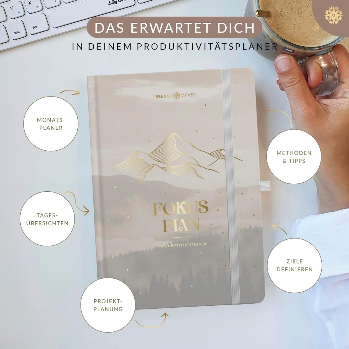 Thumbnail 1 de Lebenskompass Erfolgsjournal FOKUS PLAN 124 Tage Tagesplaner 📔