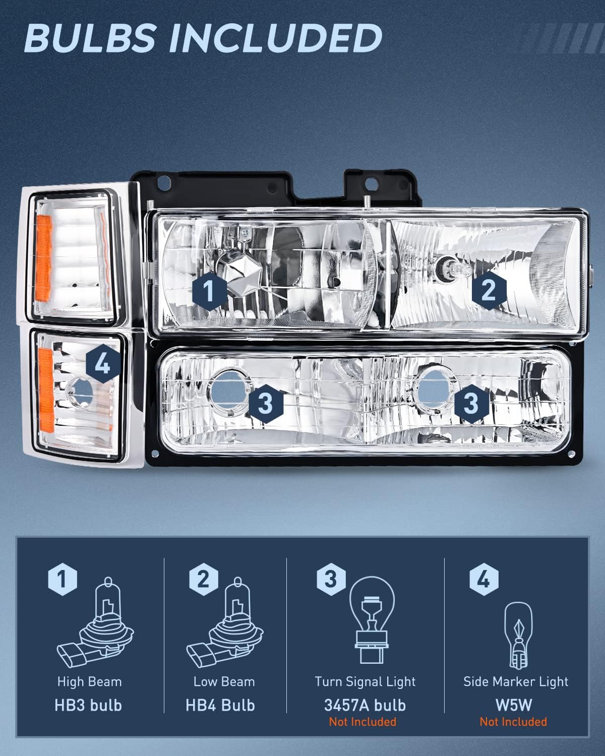 Detalle 2 de Nilight Headlight Assembly for 1994-1998 Chevy
