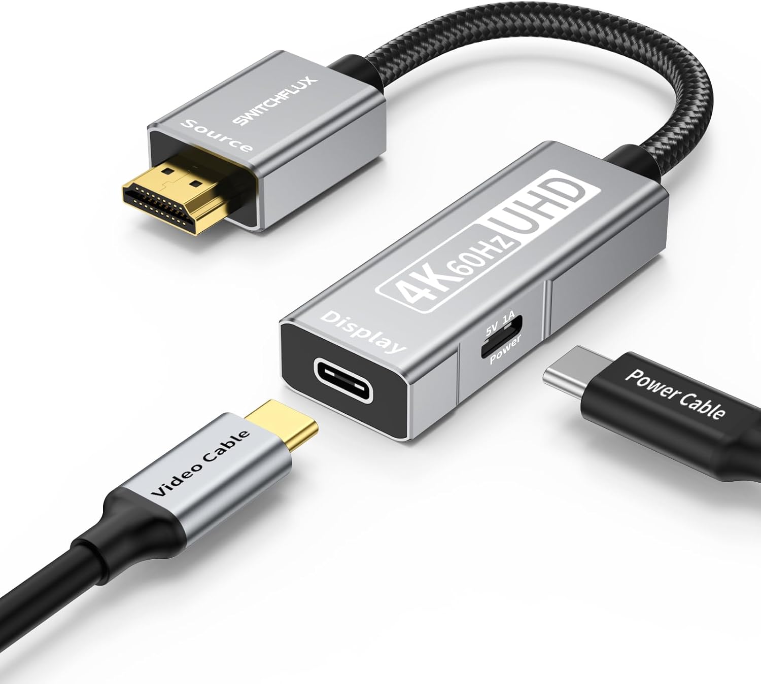 Detalle de SWITCHFLUX HDMI to USB-C Adapter: 4K60Hz Uni-Directional Source-to-Display Converter