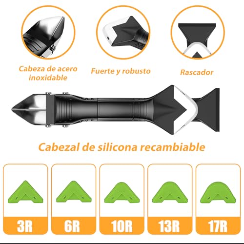Detalle de FOLAI Aplicador Silicona 3 en 1: Kit de Calafateo para Baño y Cocina