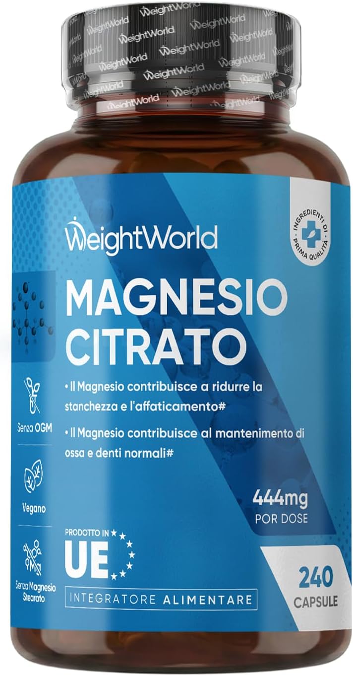 Detalle de WeightWorld Magnesio Citrato Tamponato 30% 444 mg: 240 capsule vegane (4 mesi)