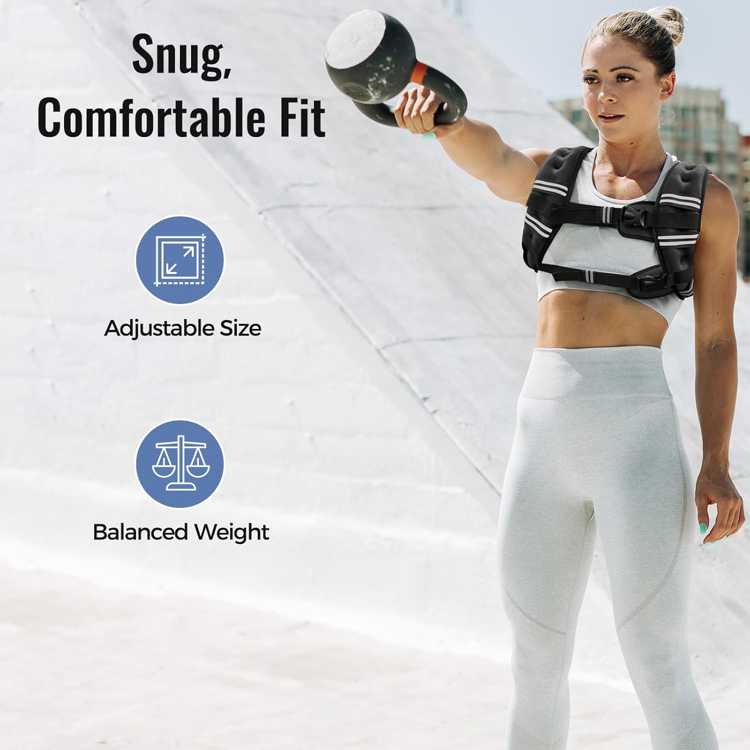 Detalle de Zeerun Weighted Vest for Men and Women with Reflective Stripes and Adjustable Buckle