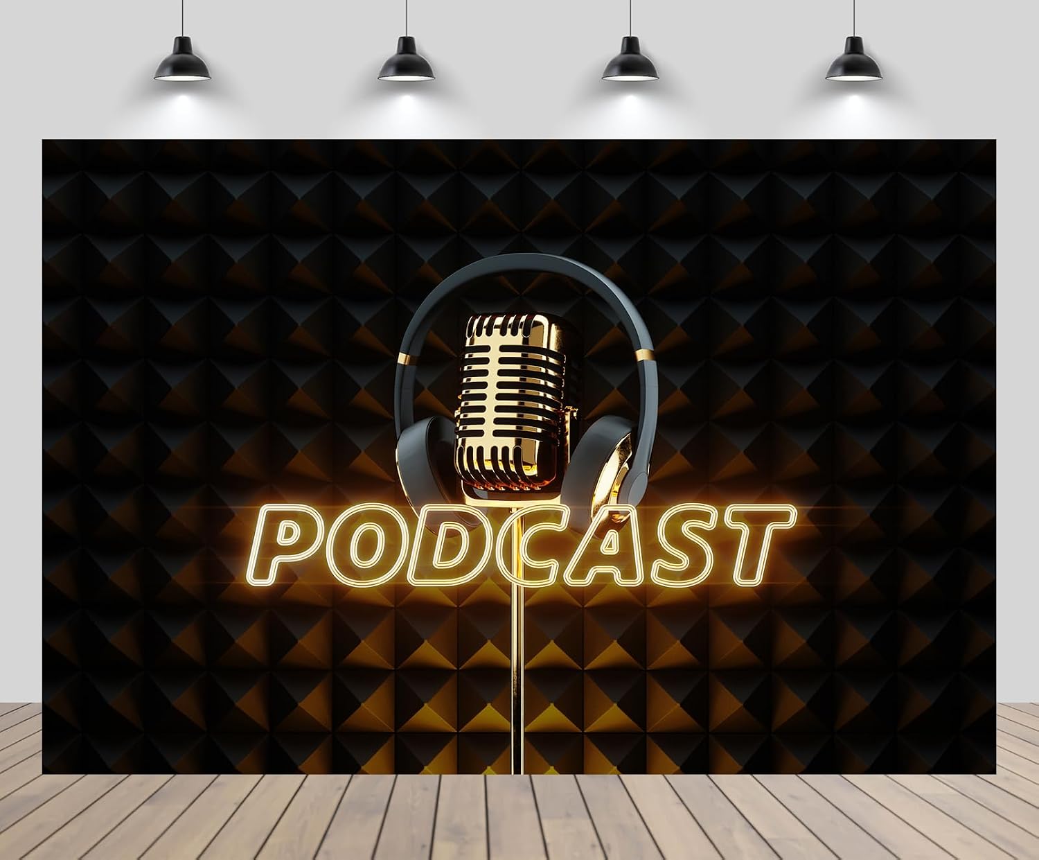 Detalle de CHNBGPRO 2.1m x 1.5m Backdrop: Microfiber Podcast Talk Show Setting