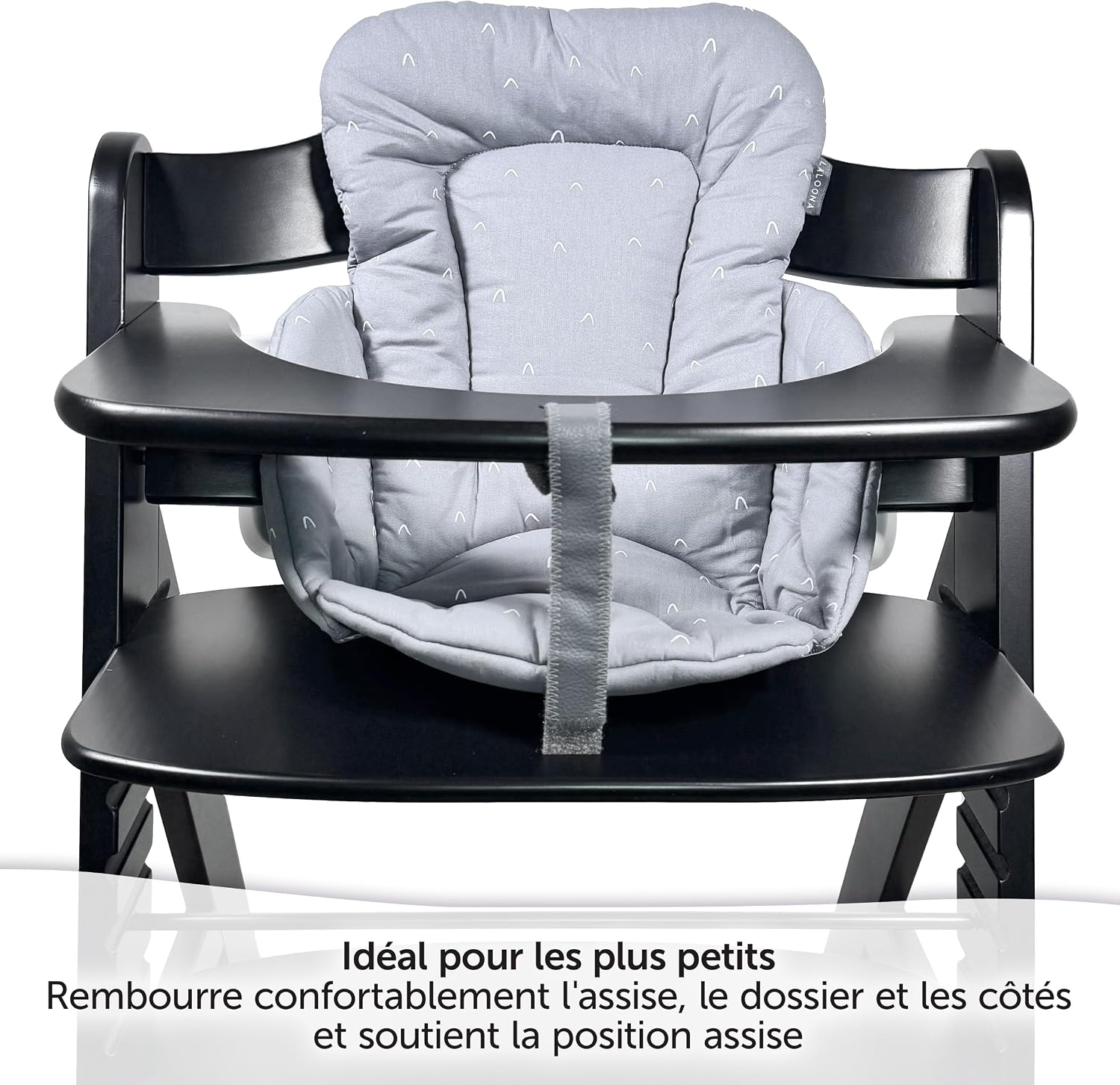 Detalle 2 de LaLoona baby bedding réducteur pour chaise haute Hauck Alpha et Beta — coussin d’assise moelleux gris, certifié OEKO-TEX Standard 100