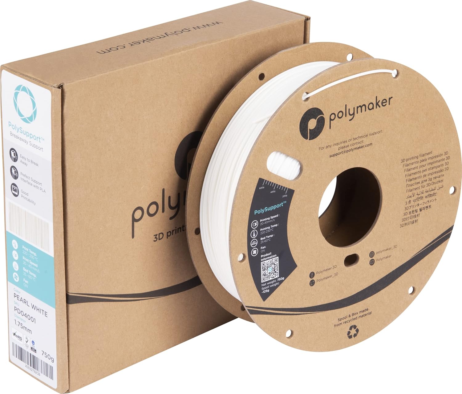 Thumbnail 1 de ポリメーカー（Polymaker）Polysupport サポート専用フィラメント 直径1.75mm・パールホワイト