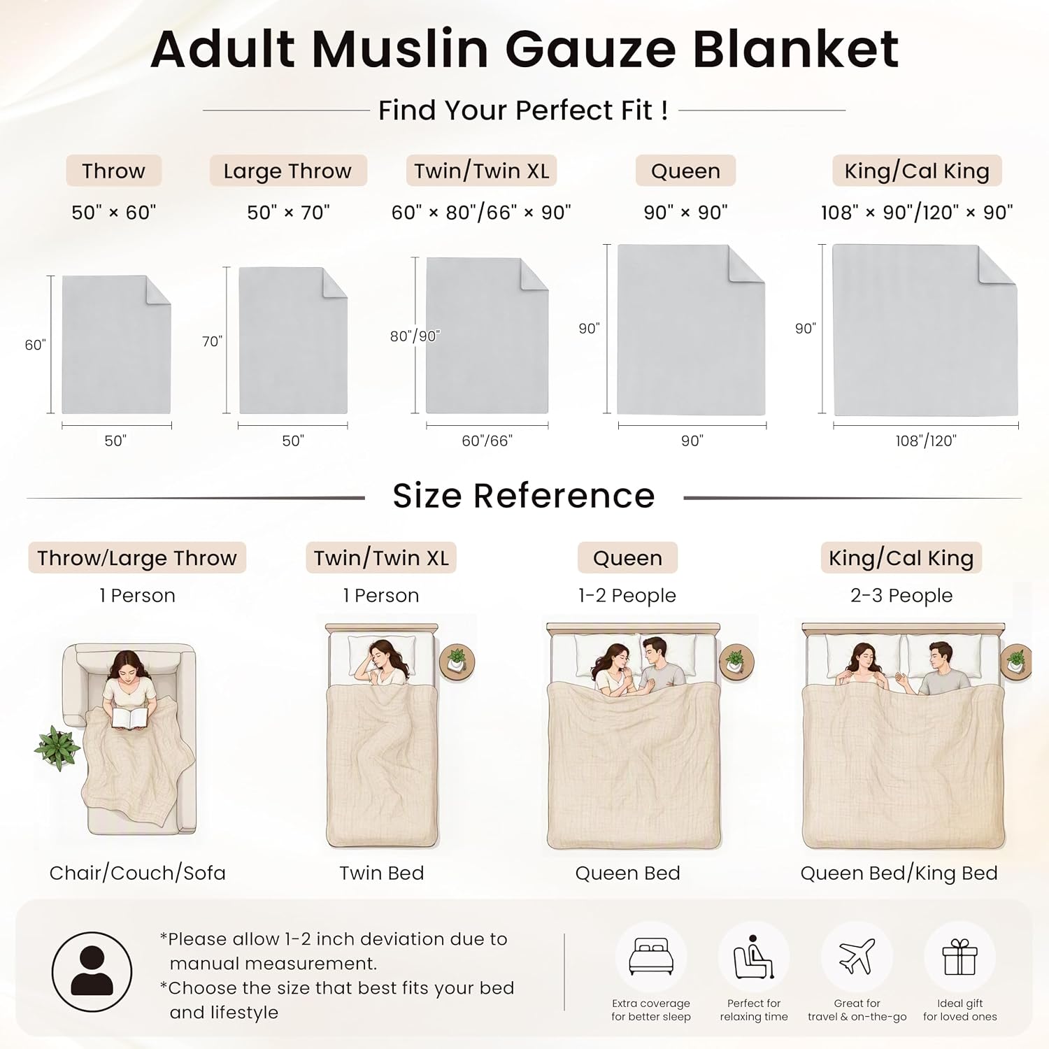 Thumbnail 5 de Love's cabin Cotton Muslin Throw Blanket