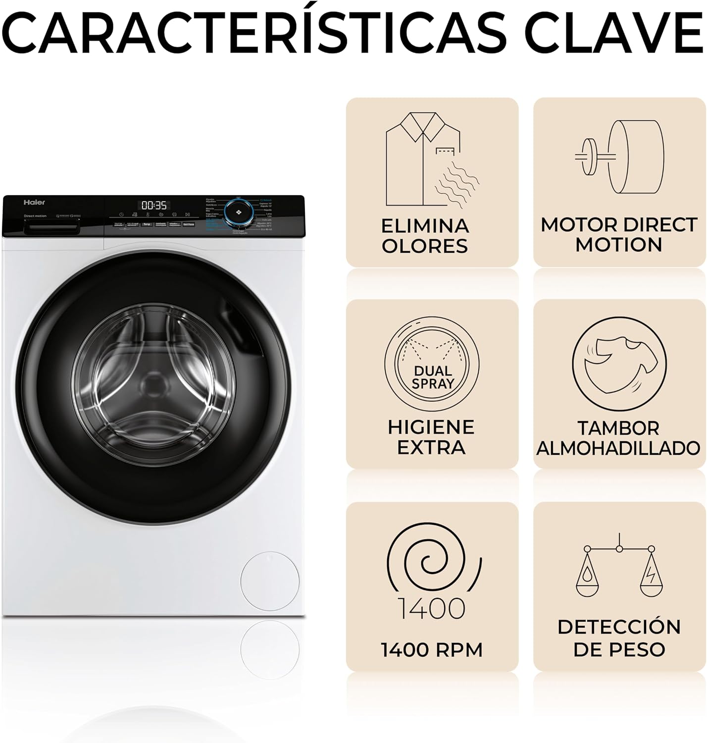 Thumbnail 3 de Haier HW80-B14939-IB Lavadora 8 kg vapor