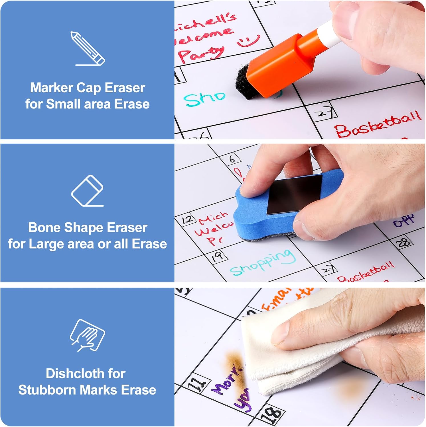 Thumbnail 4 de VITEVER 10HB-CAAR1 Magnetic Monthly Calendar Whiteboard, 14 x 11 in, 6 Markers