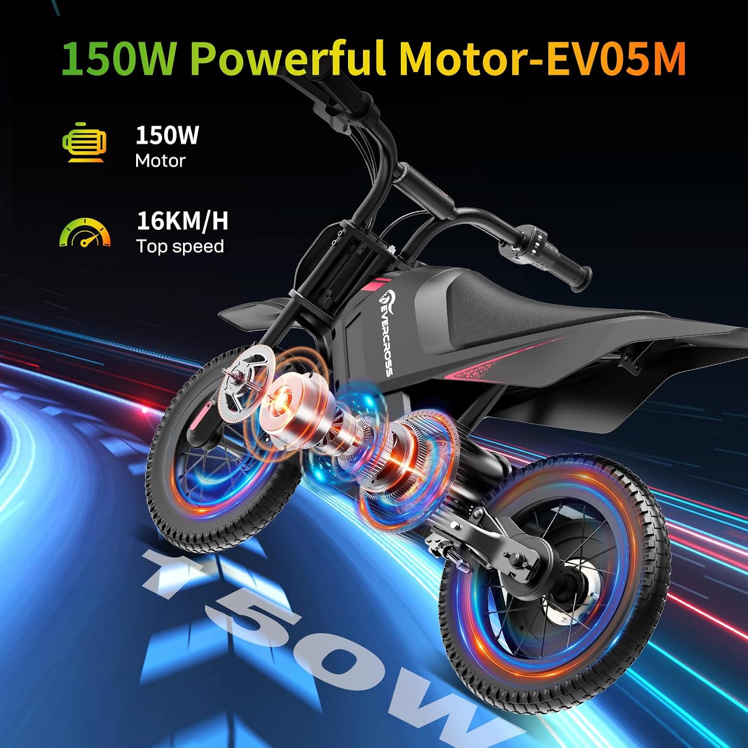 Thumbnail 1 de EVERCROSS EV05M Motocicletta Elettrica per Bambini da 150 W, 8/16 km/h, autonomia fino a 15 km | 12