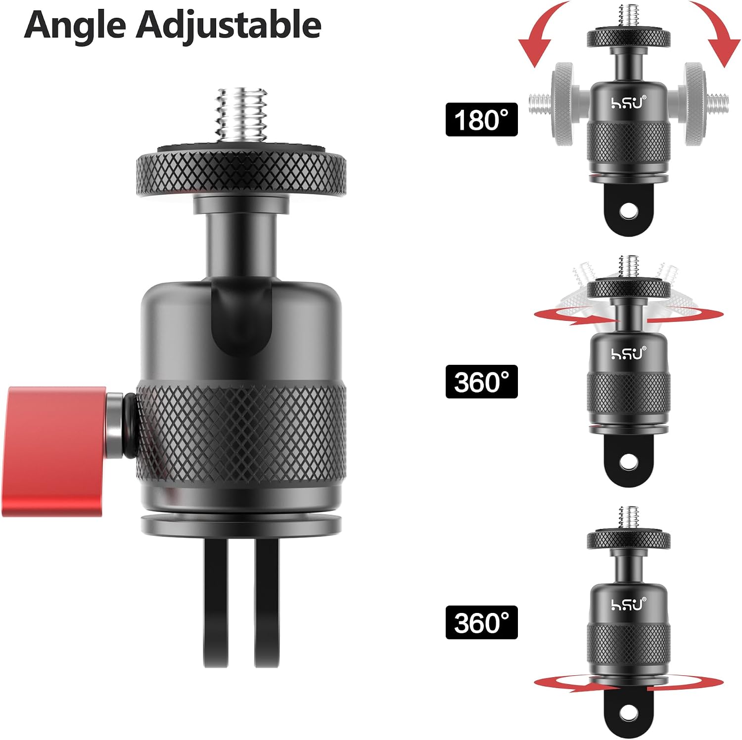 Detalle 2 de HSU Camera Adapter for Insta360 with 1/4-20 mount and adjustable aluminium head