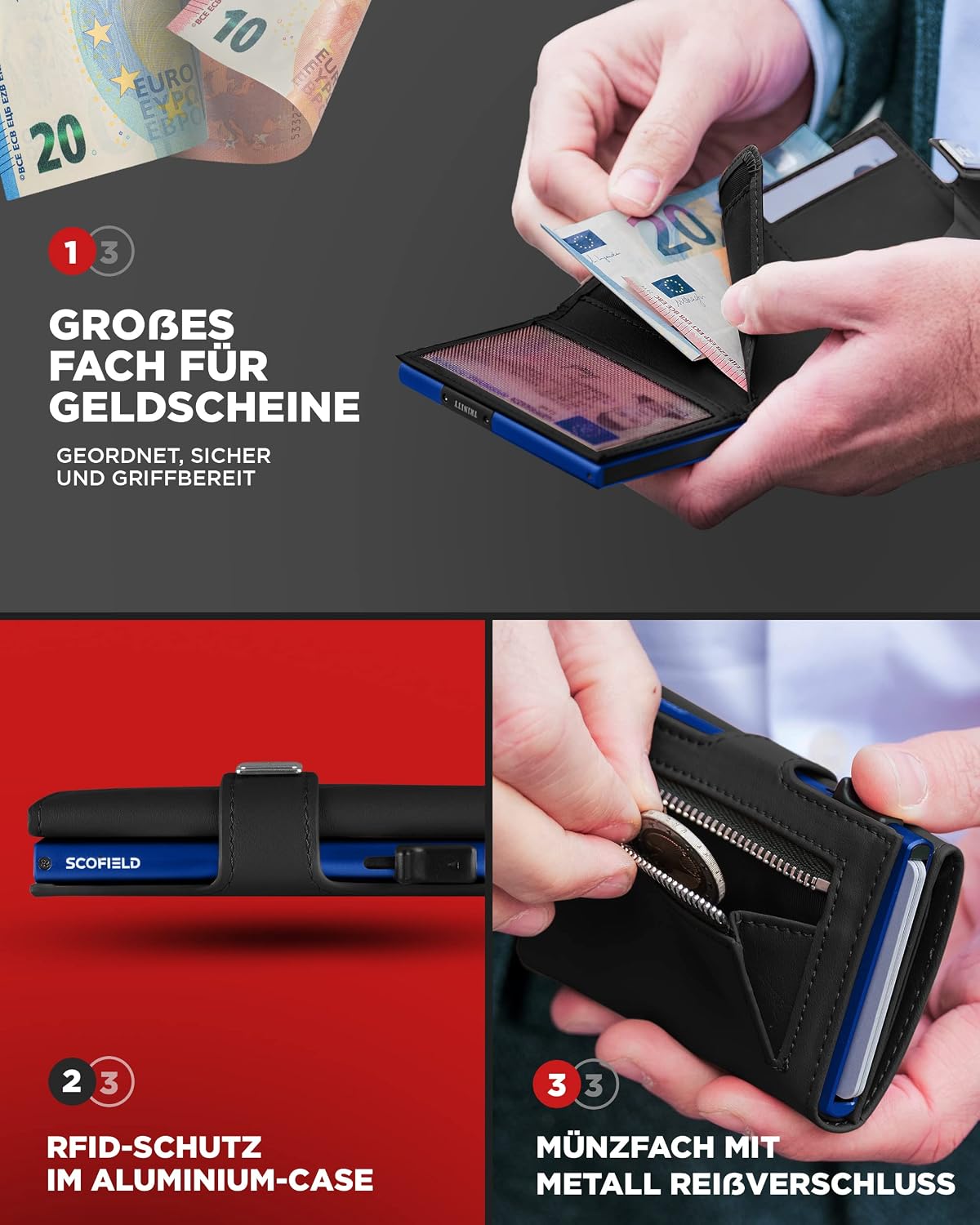 Detalle 2 de SF SCOFIELD Trinity Geldbörse 9–11 Karten 👛