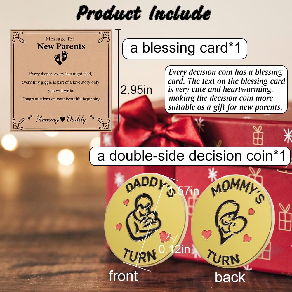 Detalle de Double-Sided New Parent Decision Coin, Stainless Steel
