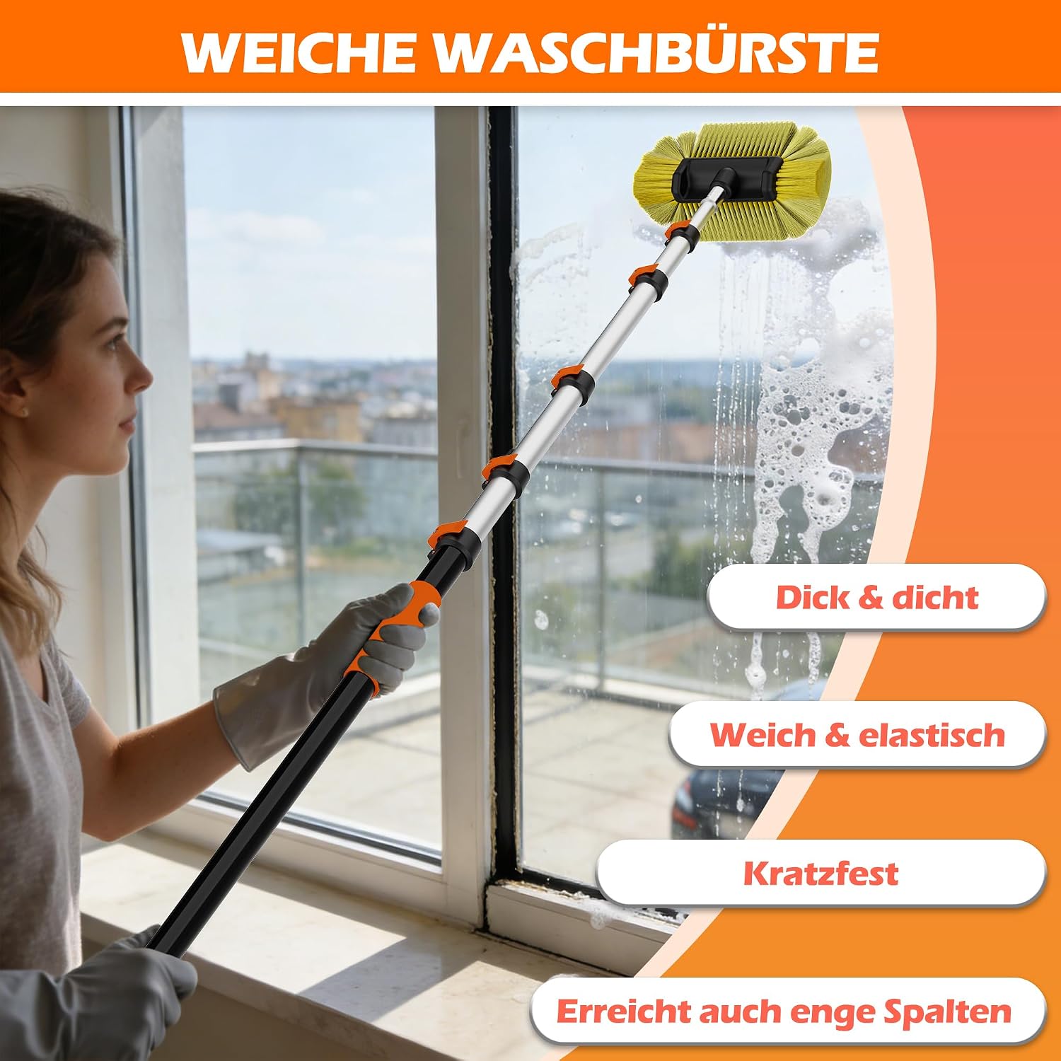 Thumbnail 2 de TONYINGO 14FT Car Wash Brush with Long Handle — 12-Inch Soft Bristle, Telescoping Aluminum Pole