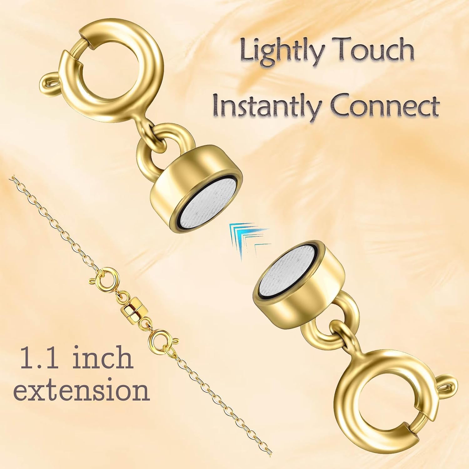 Detalle de Qulltk Magnetic Necklace Clasps, Double Spring Ring, Gold & Silver, 8-Piece Set
