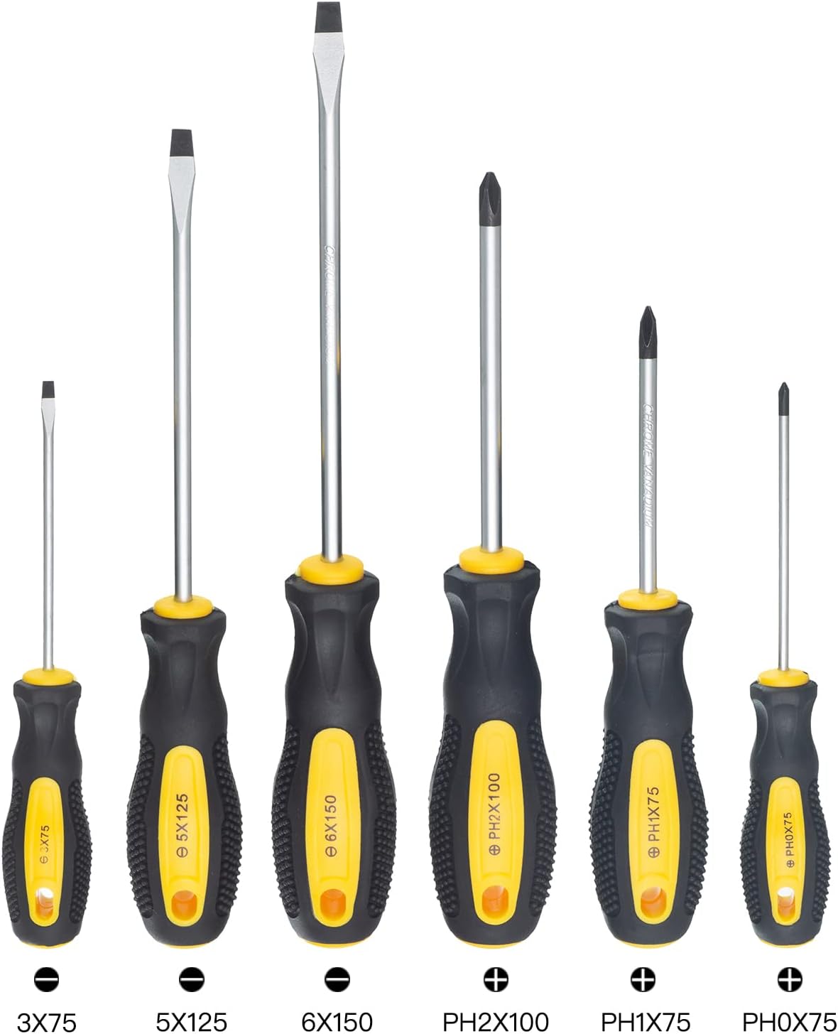 Detalle de HPMAISON 6pcs Screwdriver Set: Durable Chrome Vanadium, Magnetic Tips & Ergonomic Handles